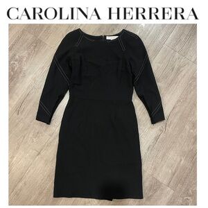 Carolina Herrera Black Mini Dress with Contrasting Stitching